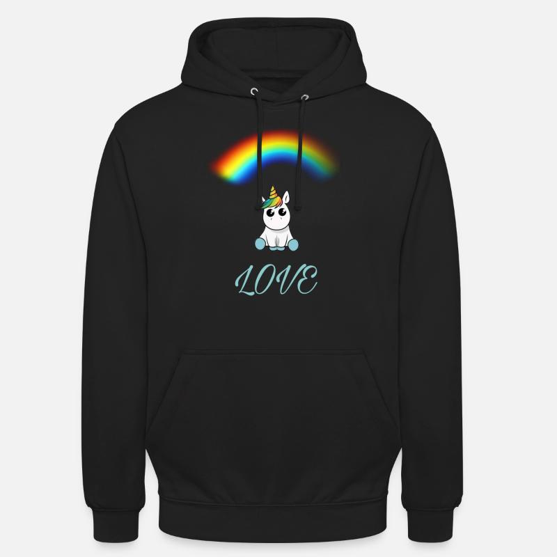 Einhorn MIT REGENBOGEN - Unisex Hoodie - Schwarz