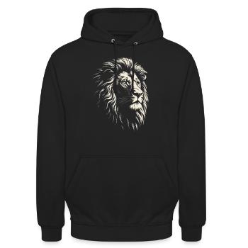 Majestätischer Löwe - Unisex Hoodie - Schwarz - Vorne - Alina (178cm) & Michal (187cm)