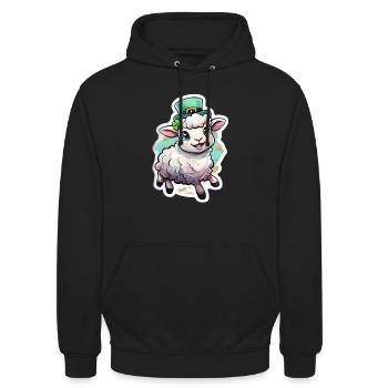 St. Patrick's Day Schaf Geschenk - Unisex Hoodie - Schwarz - Vorne - Alina (178cm) & Michal (187cm)