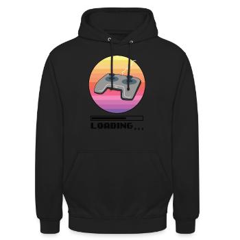 Retro Controller - Gaming - Unisex Hoodie - Schwarz - Vorne - Alina (178cm) & Michal (187cm)