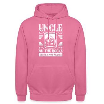 Funny Uncle on the Rocks: Gerührt, nicht geschüttelt - Unisex Hoodie - Pink - Vorne - Alina (178cm) & Michal (187cm)