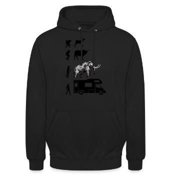 Humour Camping-car évolution - Sweat-shirt à capuche unisexe - noir - Devant - Alina (178cm) & Michal (187cm)
