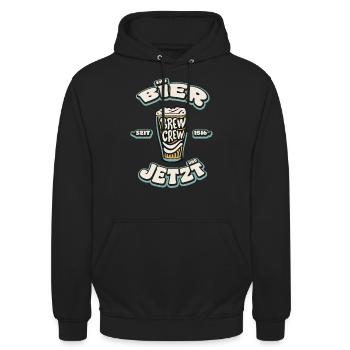 BRASSER. ÉQUIPAGE | Dans la bière et maintenant! --- T-shirt à la bière - Sweat-shirt à capuche unisexe - noir - Devant - Alina (178cm) & Michal (187cm)