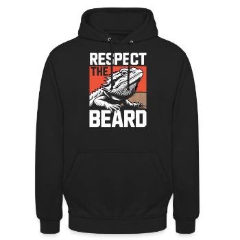 Respect the Beard! Bearded Dragon Reptile Terraristics - Unisex Hoodie - black - Front - Alina (178cm) & Michal (187cm)