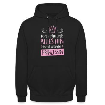 ich werde Prinzessin - Unisex Hoodie - Schwarz - Vorne - Alina (178cm) & Michal (187cm)