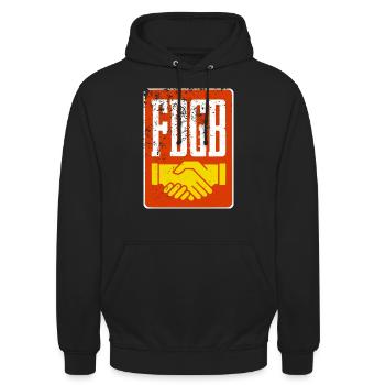 FDGB - DDR - Freier Deutscher Gewerkschaftsbund - Unisex Hoodie - Schwarz - Vorne - Alina (178cm) & Michal (187cm)