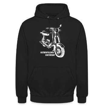 Simson Roller SR50 - VEB Ostdeutsches Kulturgut - Unisex Hoodie - Schwarz - Vorne - Alina (178cm) & Michal (187cm)