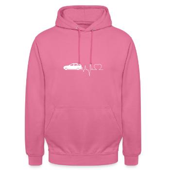 Herzschlag E46 Touring Geschenk - Unisex Hoodie - Pink - Vorne - Alina (178cm) & Michal (187cm)