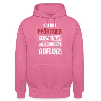 I'm a doorman - bring beer and take off - Unisex Hoodie - pink - Front - Alina (178cm) & Michal (187cm)