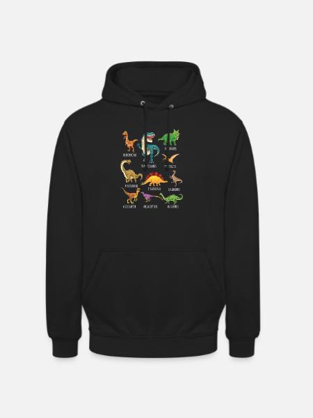 Dinosaurus Types Graphics Dino T-Rex Boys Dino's - Uniseks hoodie - zwart