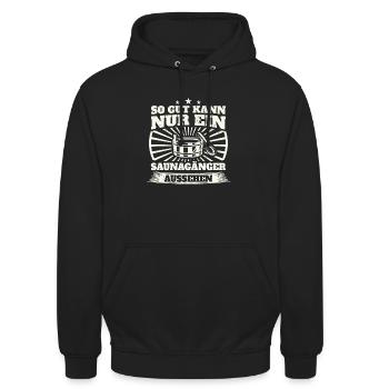 So Gut Kann Nur Ein Saunagänger Aussehen Saunieren - Unisex Hoodie - Schwarz - Vorne - Alina (178cm) & Michal (187cm)