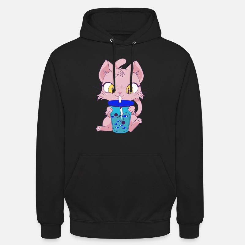 Cat with Fishbubble Tee - Unisex Hoodie - Schwarz