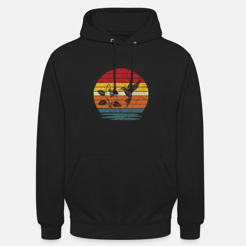 Colibri rétro - Sweat-shirt à capuche unisexe - noir