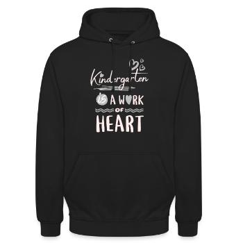 Kindergarten is a work of heart - Unisex Hoodie - black - Front - Alina (178cm) & Michal (187cm)