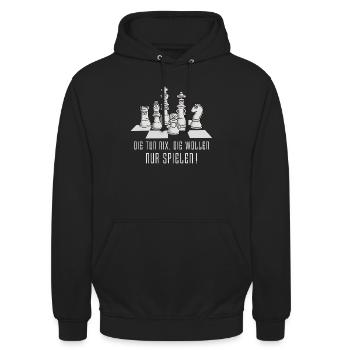 schach_die_wollen_nur_spielen_04_2017 - Unisex Hoodie - Schwarz - Vorne - Alina (178cm) & Michal (187cm)