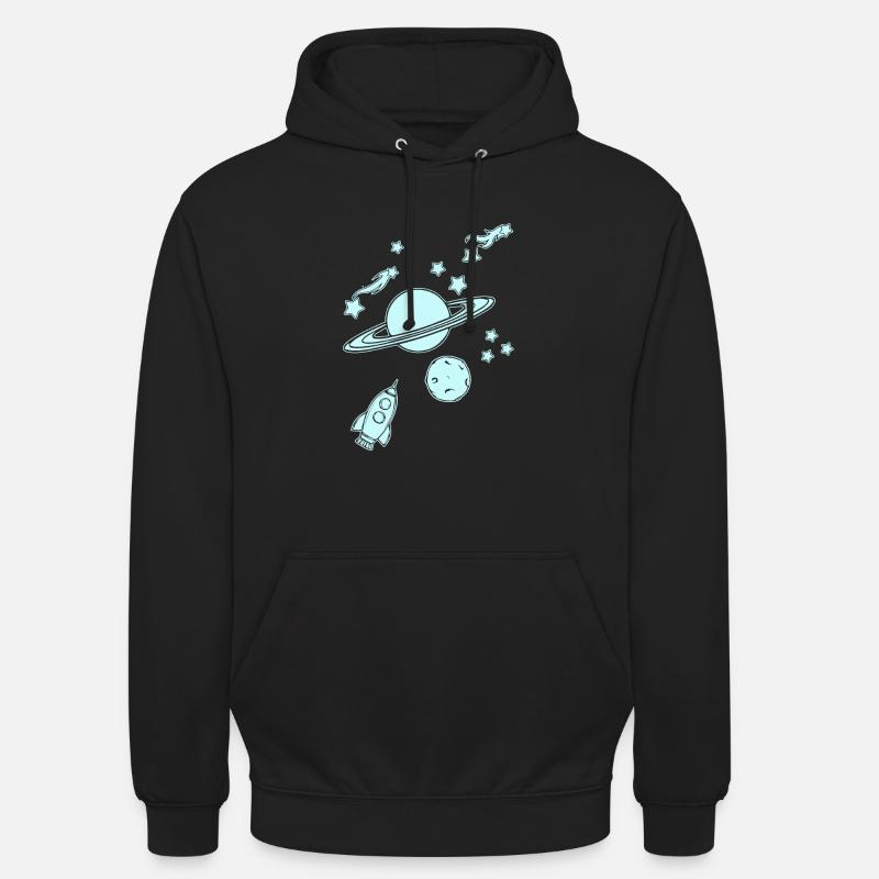 Planets with rockets in space - Unisex Hoodie - black