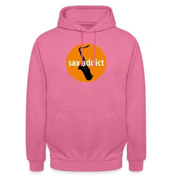 Sax addict - Sweat-shirt à capuche unisexe - rose - Devant - Alina (178cm) & Michal (187cm)