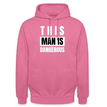 this man is dangerous - Sweat-shirt à capuche unisexe - rose - Devant - Alina (178cm) & Michal (187cm)