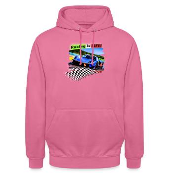 RENNEN IST LEBEN! - Unisex Hoodie - Pink - Vorne - Alina (178cm) & Michal (187cm)