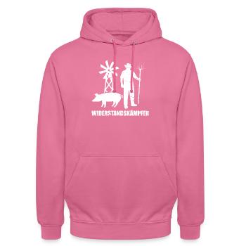 Widerstandkämpfer Bauernproteste Demonstration - Unisex Hoodie - Pink - Vorne - Alina (178cm) & Michal (187cm)