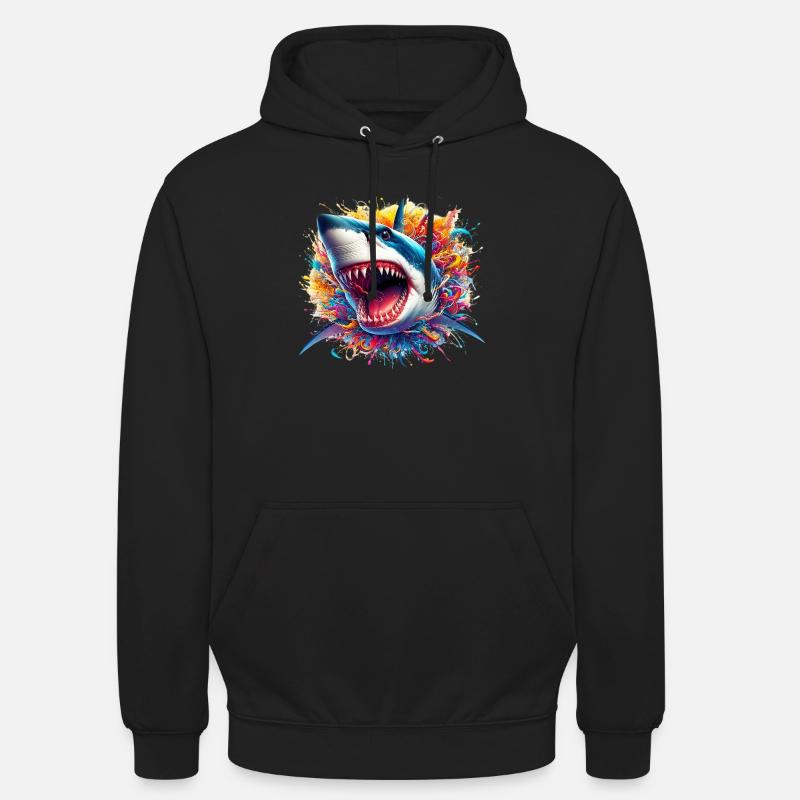 Requin - Sweat-shirt à capuche unisexe - noir