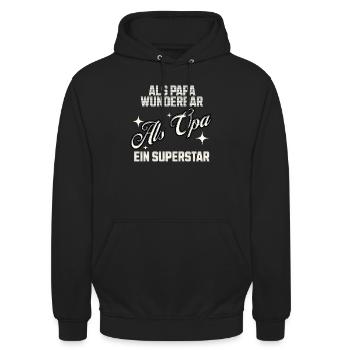 Als Papa Wunderbar - Als Opa ein Superstar! - Unisex Hoodie - Schwarz - Vorne - Alina (178cm) & Michal (187cm)