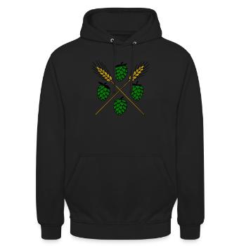 Hops and barley - beer - Unisex Hoodie - black - Front - Alina (178cm) & Michal (187cm)