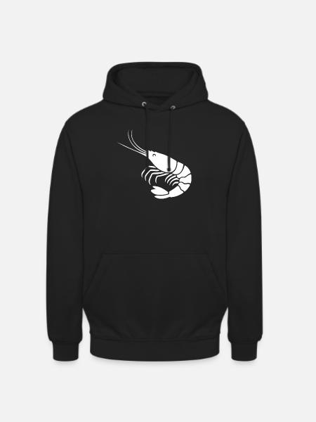 Elegante Schwarz-Weiß-Garnelen-Illustration - Unisex Hoodie - Schwarz