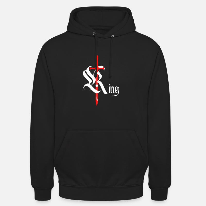 Gothic King Design with Sword white text - Unisex Hoodie - black
