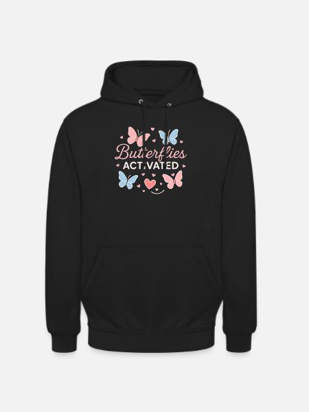Butterflies Activated Love Design - Unisex Hoodie - black