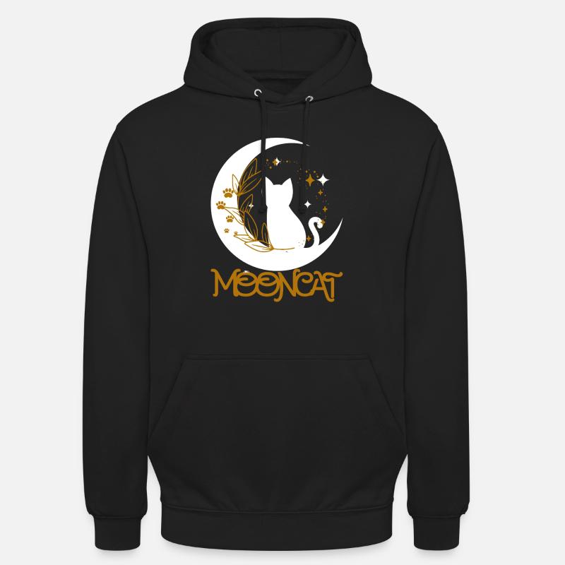 Chat lunaire doré - Sweat-shirt à capuche unisexe - noir