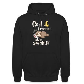 Jesus Christ- God provides while you sleep - Faith - Unisex Hoodie - black - Front - Alina (178cm) & Michal (187cm)