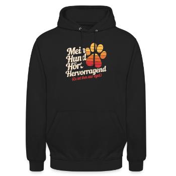  Mein Hund Hört Hervorragend Es Ist Ihm Nur Egal - Unisex Hoodie - Schwarz - Vorne - Alina (178cm) & Michal (187cm)