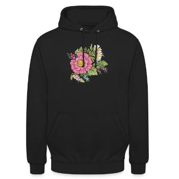 Image de fleur - Sweat-shirt à capuche unisexe - noir - Devant - Alina (178cm) & Michal (187cm)