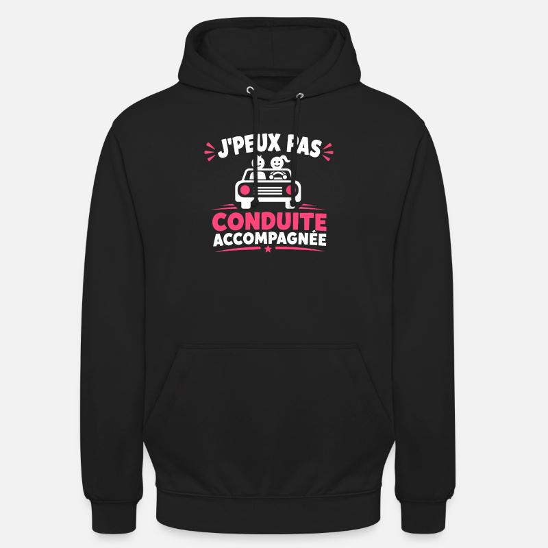 J'peux pas conduite accompagnée - Sweat-shirt à capuche unisexe - noir