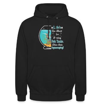 Zu kurz für langweiliges Aquarien-Aquascaping! - Unisex Hoodie - Schwarz - Vorne - Alina (178cm) & Michal (187cm)