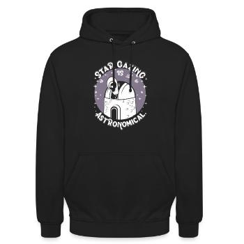 Star gazing is astronomical. - Unisex Hoodie - black - Front - Alina (178cm) & Michal (187cm)