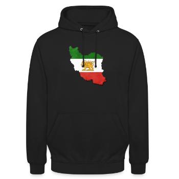 Lustige Iran Flagge Reise - Unisex Hoodie - Schwarz - Vorne - Alina (178cm) & Michal (187cm)