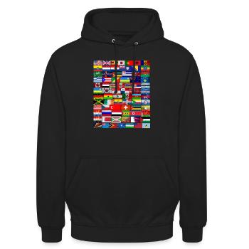 Flaggen aus aller Welt 2 - Unisex Hoodie - Schwarz - Vorne - Alina (178cm) & Michal (187cm)