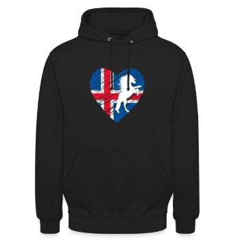 Cheval islandais - Sweat-shirt à capuche unisexe - noir - Devant - Alina (178cm) & Michal (187cm)