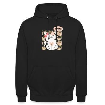 Cute little cat - meow - Unisex Hoodie - black - Front - Alina (178cm) & Michal (187cm)