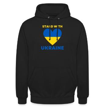 Stand With Ukraine - Unisex Hoodie - Schwarz - Vorne - Alina (178cm) & Michal (187cm)