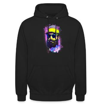 Logo barbu stylé rétro - Sweat-shirt à capuche unisexe - noir - Devant - Alina (178cm) & Michal (187cm)