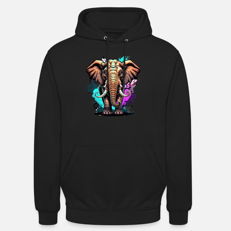 Graffiti Elefant - Unisex Hoodie - Schwarz