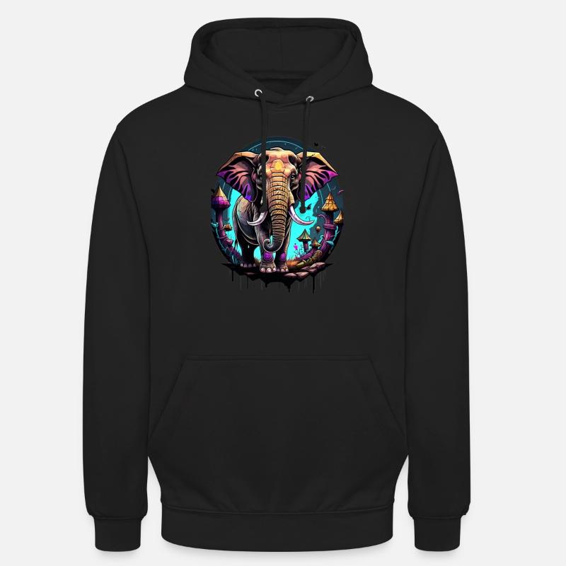 Graffiti éléphant - Sweat-shirt à capuche unisexe - noir