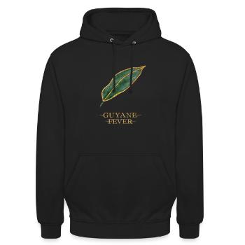 Guyana Fever Gold Guyana Gold Grünes Blatt 05 - Unisex Hoodie - Schwarz - Vorne - Alina (178cm) & Michal (187cm)