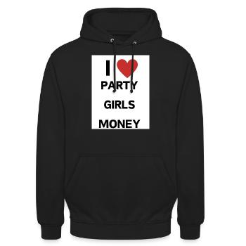 Motto der Party - Unisex Hoodie - Schwarz - Vorne - Alina (178cm) & Michal (187cm)