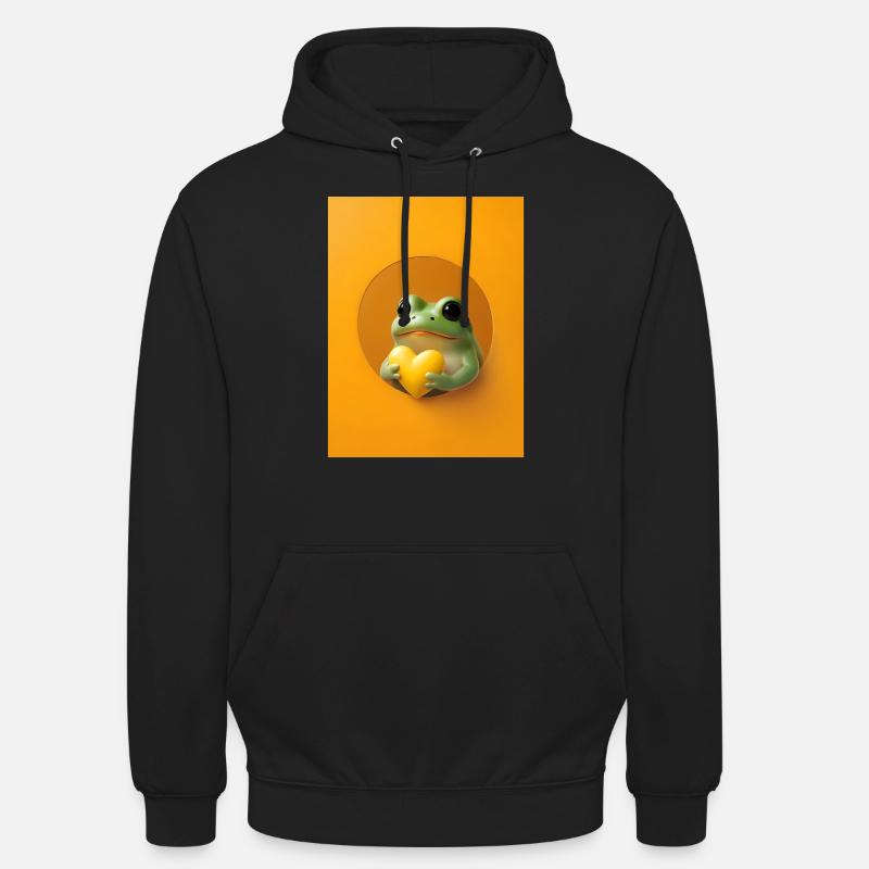 Frosch Herz niedlich Geschenk - Unisex Hoodie - Schwarz