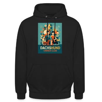 Dackel Owner Club – Lustiges Hunde-Motiv - Unisex Hoodie - Schwarz - Vorne - Alina (178cm) & Michal (187cm)