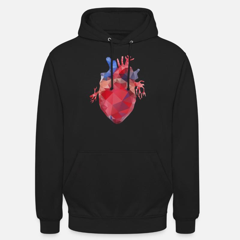 Herz Lowpoly - Unisex Hoodie - Schwarz